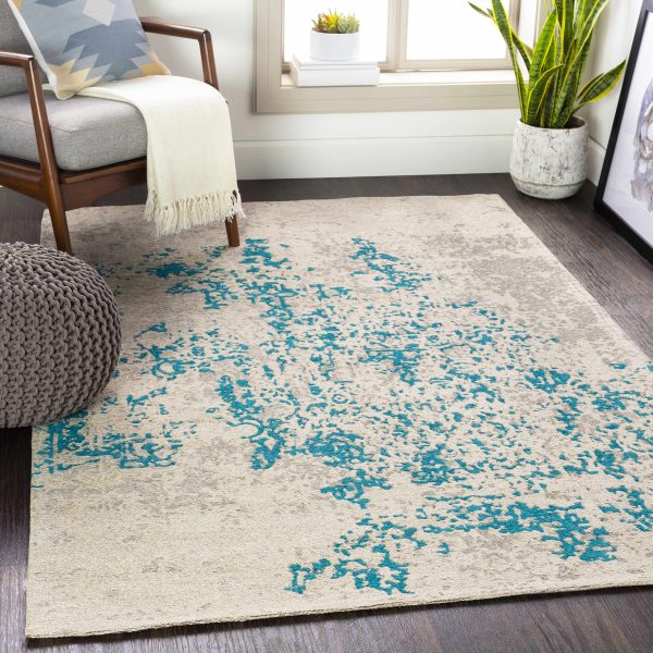 Sweeny Beige Blue Abstract Area Rug - Clearance For Discount - Image 2