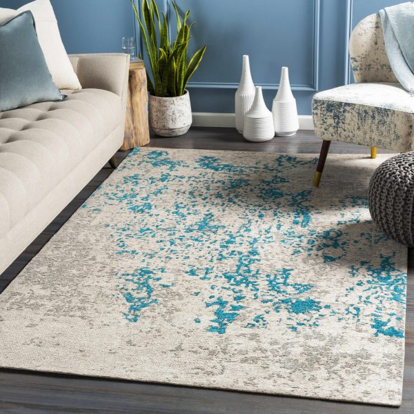 Sweeny Beige Blue Abstract Area Rug - Clearance For Discount