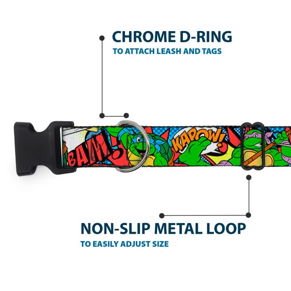 Plastic Clip Collar - Classic Teenage Mutant Ninja Turtles Action Poses Action Bubbles Dots Blues Discount - Image 5