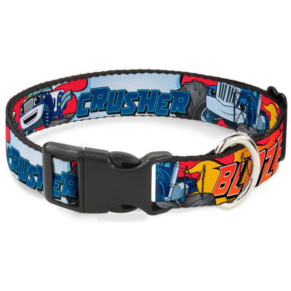 Plastic Clip Collar - 4-Trucks Names Halftone Pop Art Red Multi Color For Sale